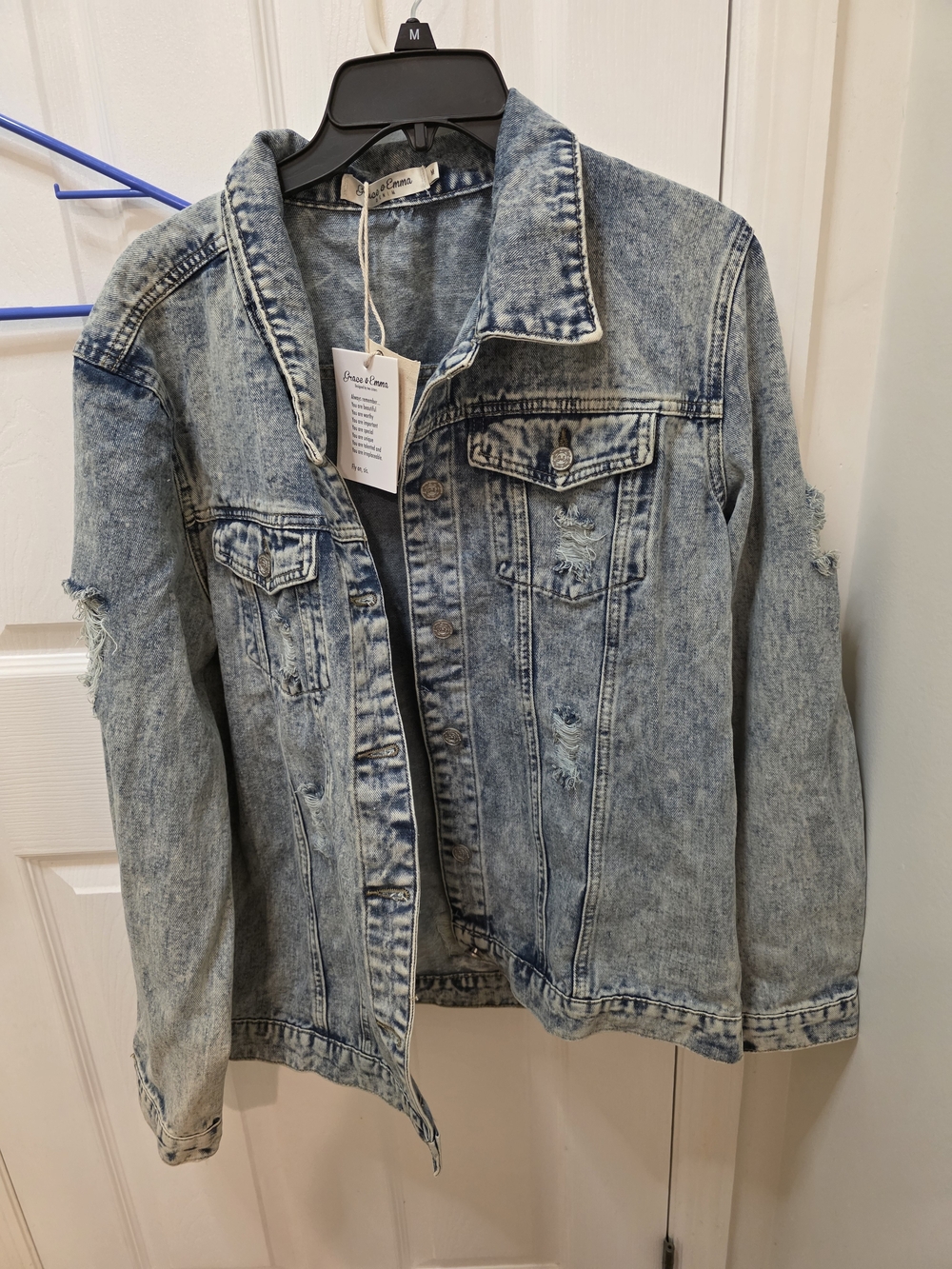 Distressed Light Blue Denim Jacket - Women